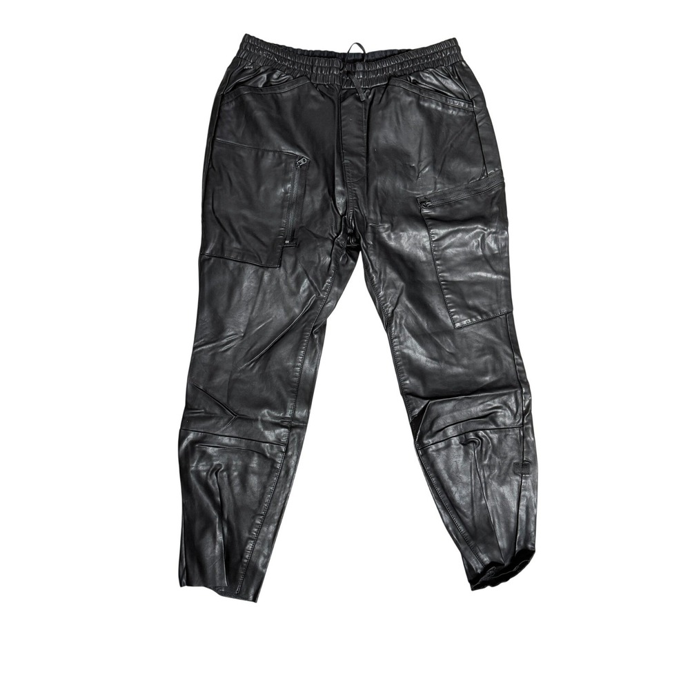 G Star Raw Mens Size 27 Powel Utility Jogger Pants Black Coated Raw Hem Moto